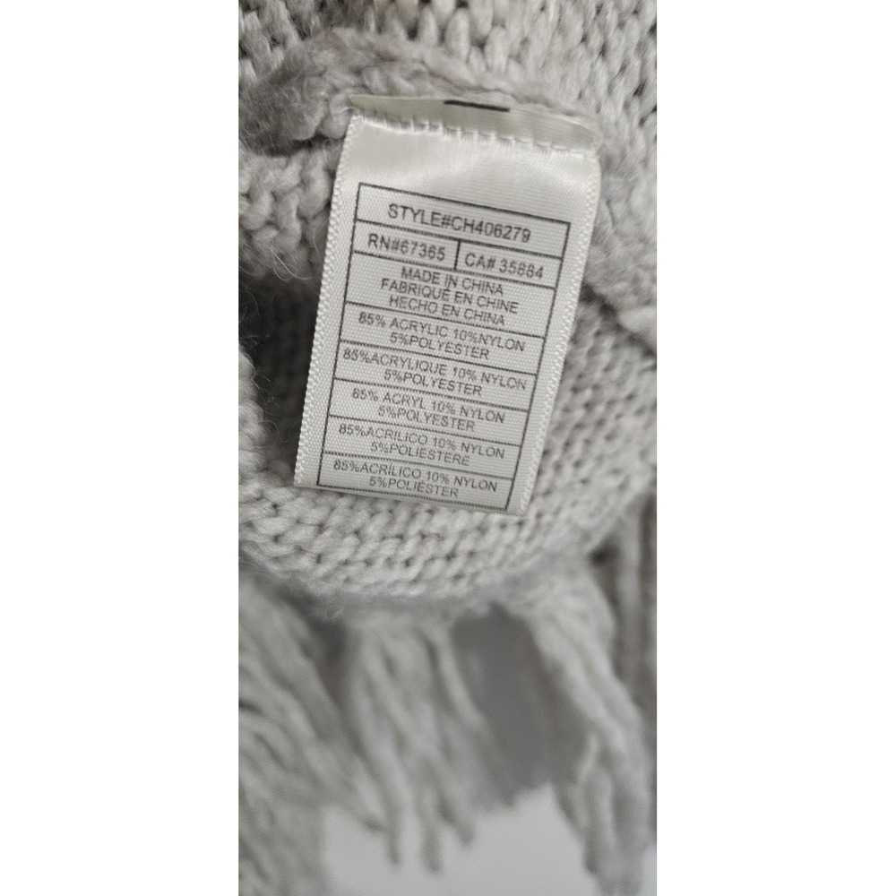 Cupcakes and Cashmere‎ Crotchet Knit Sweater Medium Ivory Mock Neck Fringe Style - Picture 7 of 7